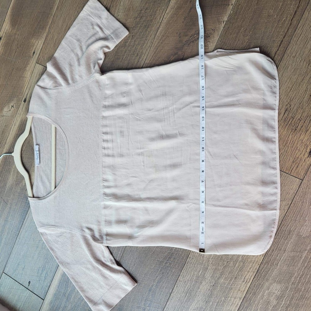 Max Mara Womens Light Pink Mixed Media Knit Woven Scoop Neck Top Blouse Size M - Picture 10 of 13